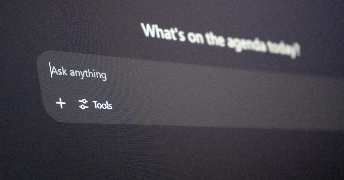 Close-up of an AI assistant interface with an 'Ask anything' prompt and the question 'What's on the agenda today?'